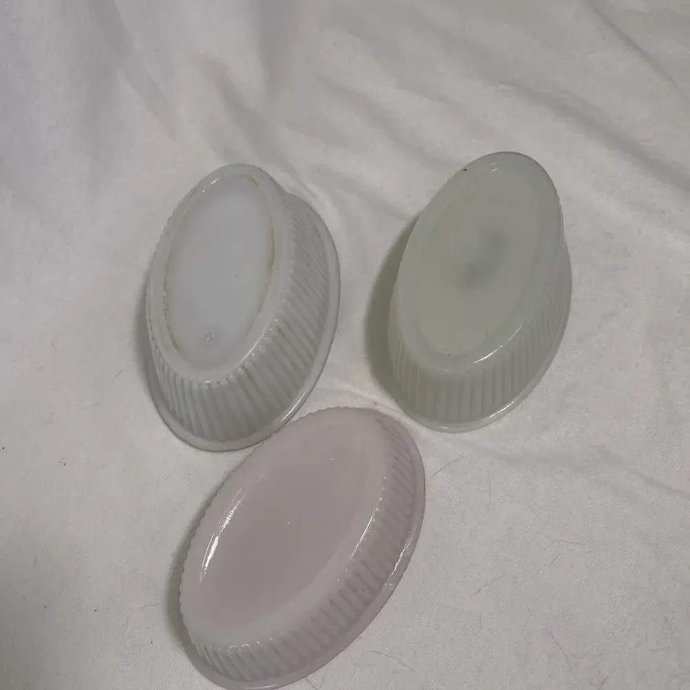 Milk Glass Oval Ramekins X3- Different Sizes and Shades.
